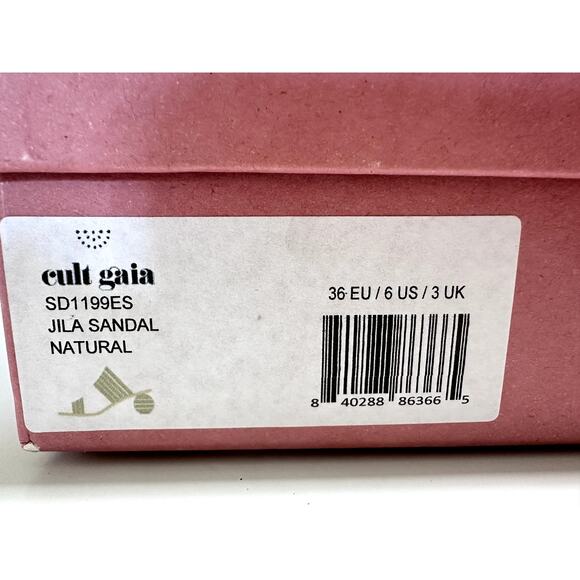 $428 Cult Gaia Jila Sandals Sphere Heel in Natural Open Toe Slide Style Sz 6 - Picture 4 of 9